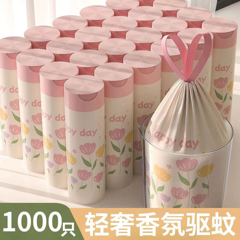 Wormwood Mosquito Repellent Garbage Bag Household Portable Drawstring Bag Kitchen Deodorant Thickened Medium And Large Tear-Free - Image 2